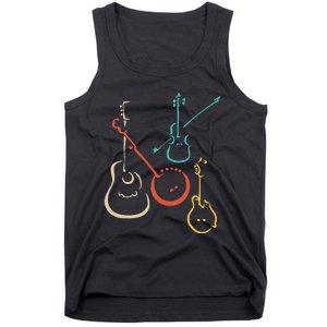 Retro Bluegrass Guitars Banjos Fiddles Mandolins Tank Top