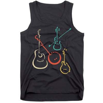 Retro Bluegrass Guitars Banjos Fiddles Mandolins Tank Top