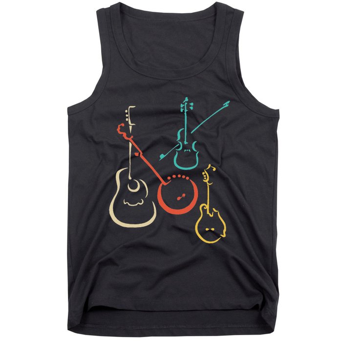 Retro Bluegrass Guitars Banjos Fiddles Mandolins Tank Top