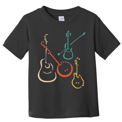 Retro Bluegrass Guitars Banjos Fiddles Mandolins Toddler T-Shirt