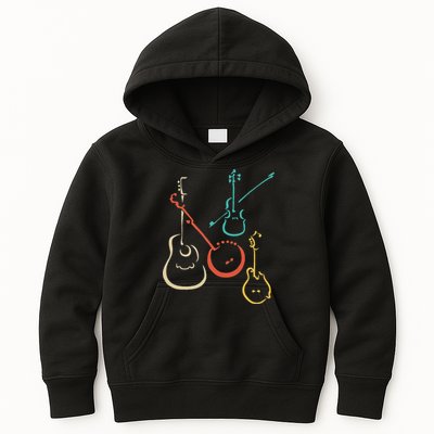 Retro Bluegrass Guitars Banjos Fiddles Mandolins Kids Hoodie