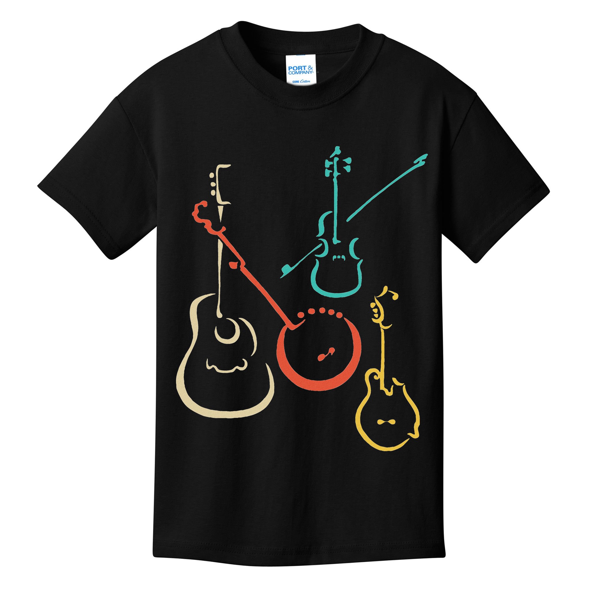 Retro Bluegrass Guitars Banjos Fiddles Mandolins Kids T-Shirt