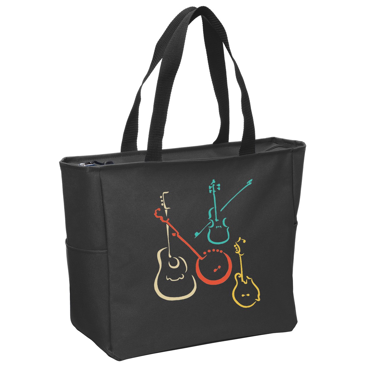 Retro Bluegrass Guitars Banjos Fiddles Mandolins Zip Tote Bag