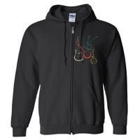 Retro Bluegrass Guitars Banjos Fiddles Mandolins Full Zip Hoodie