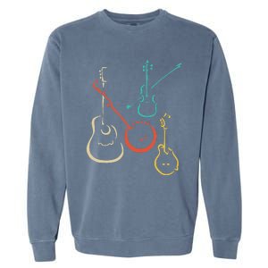 Retro Bluegrass Guitars Banjos Fiddles Mandolins Garment-Dyed Sweatshirt