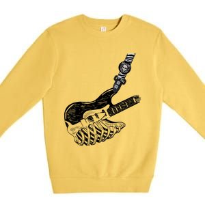 Rock Bass Guitar Skull Rock Guitarist Bass Player Musician Premium Crewneck Sweatshirt