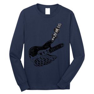 Rock Bass Guitar Skull Rock Guitarist Bass Player Musician Long Sleeve Shirt