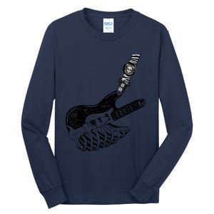 Rock Bass Guitar Skull Rock Guitarist Bass Player Musician Tall Long Sleeve T-Shirt