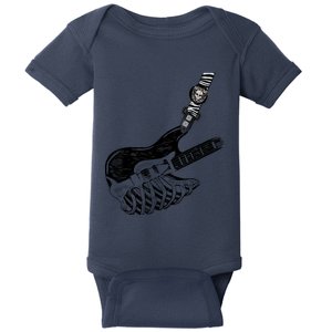 Rock Bass Guitar Skull Rock Guitarist Bass Player Musician Baby Bodysuit