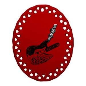 Rock Bass Guitar Skull Rock Guitarist Bass Player Musician Ceramic Oval Ornament