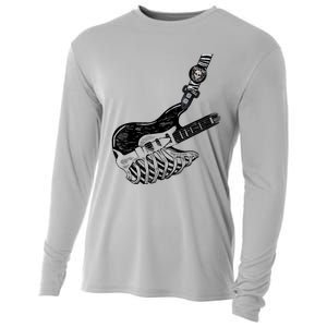 Rock Bass Guitar Skull Rock Guitarist Bass Player Musician Cooling Performance Long Sleeve Crew