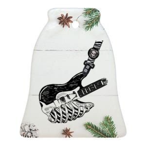 Rock Bass Guitar Skull Rock Guitarist Bass Player Musician Ceramic Bell Ornament