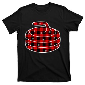 Red Black Green Plaid Christmas Sports Curling Xmas Gift T-Shirt