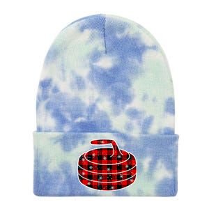 Red Black Green Plaid Christmas Sports Curling Xmas Gift Tie Dye 12in Knit Beanie