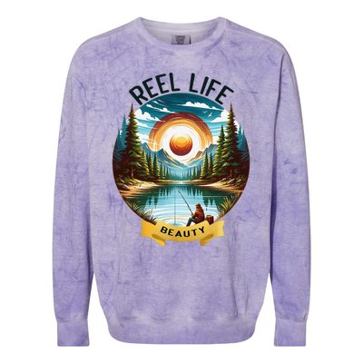 Reellife Beauty Grunge Hook Fishinglife Man Women Colorblast Crewneck Sweatshirt