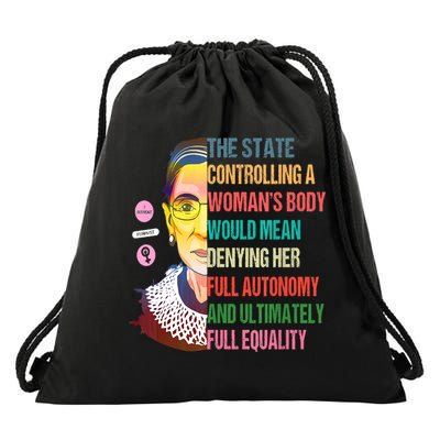 Ruth Bader Ginsburg Pro Choice Feminist RBG Supreme Court Drawstring Bag