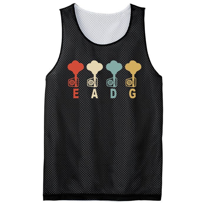 Retro Bass Guitar Player EADG Vintage Guitarist Musician Mesh Reversible Basketball Jersey Tank