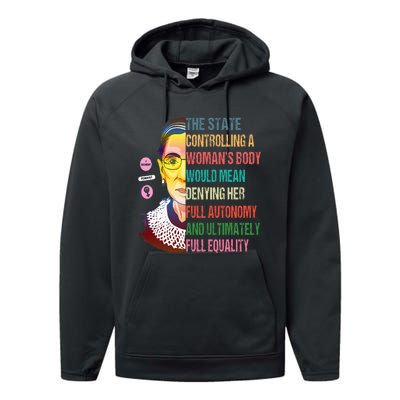 Ruth Bader Ginsburg My Body My Choice Feminist Performance Fleece Hoodie