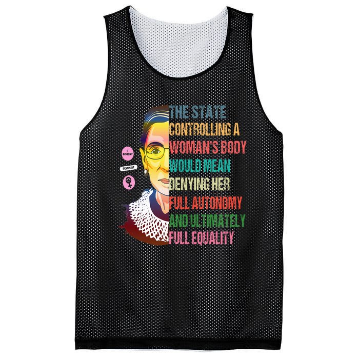 Ruth Bader Ginsburg My Body My Choice Feminist Mesh Reversible Basketball Jersey Tank