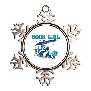 Relaxing Book Girl Summer Beach Vibes | Perfect For Reading Lovers Metallic Star Ornament