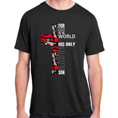 Red Black Gray Christian Cross Bible Verse Gifts Graphic Adult ChromaSoft Performance T-Shirt