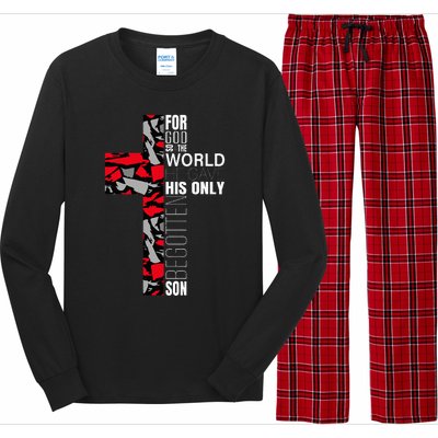 Red Black Gray Christian Cross Bible Verse Gifts Graphic Long Sleeve Pajama Set