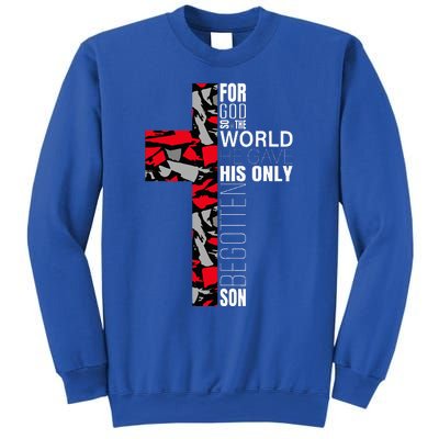 Red Black Gray Christian Cross Bible Verse Gifts Graphic Sweatshirt