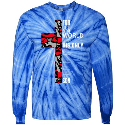 Red Black Gray Christian Cross Bible Verse Gifts Graphic Tie-Dye Long Sleeve Shirt