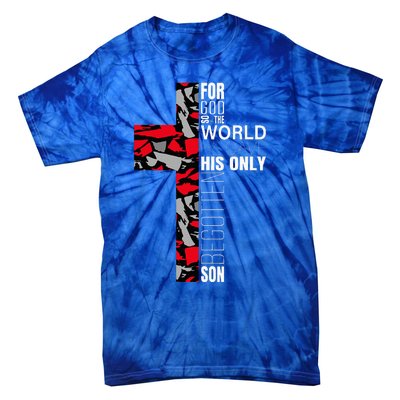 Red Black Gray Christian Cross Bible Verse Gifts Graphic Tie-Dye T-Shirt