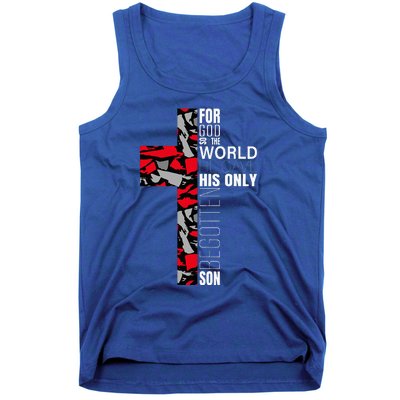 Red Black Gray Christian Cross Bible Verse Gifts Graphic Tank Top