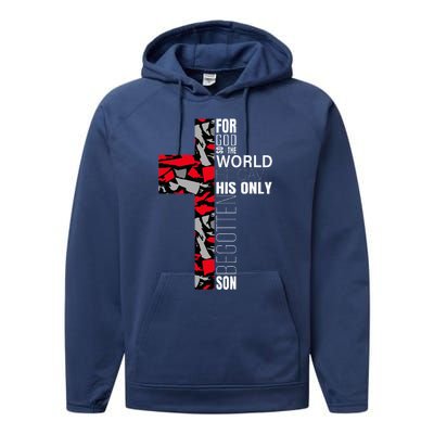 Red Black Gray Christian Cross Bible Verse Gifts Graphic Performance Fleece Hoodie