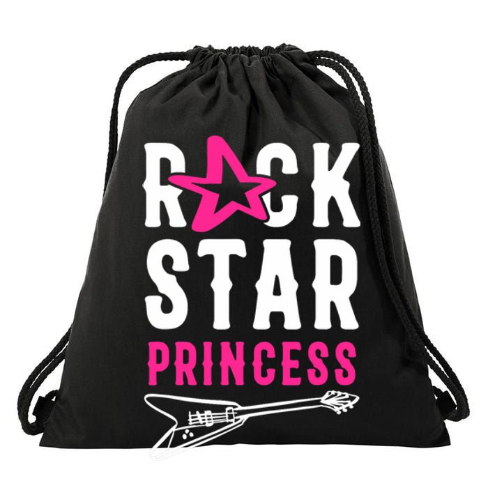 Rockstar Birthday Girl Rock Star Princess Party Music Drawstring Bag