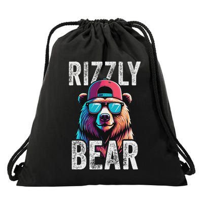 Rizzly Bear Grizzly Bear W Rizz Rizzler Funny Rizz Drawstring Bag
