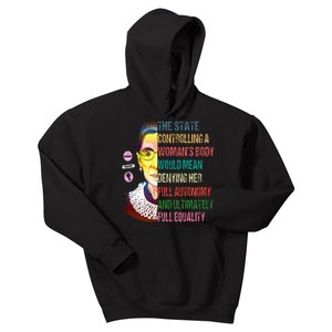 Ruth Bader Ginsburg P.R.O C.H.O.I.C.E My Body My Choice Feminist Kids Hoodie