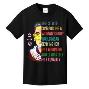 Ruth Bader Ginsburg P.R.O C.H.O.I.C.E My Body My Choice Feminist Kids T-Shirt