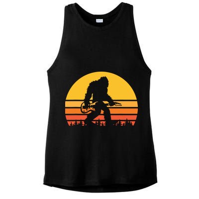 Retro Bigfoot Guitar Vintage Sasquatch Rocker Tee Ladies PosiCharge Tri-Blend Wicking Tank