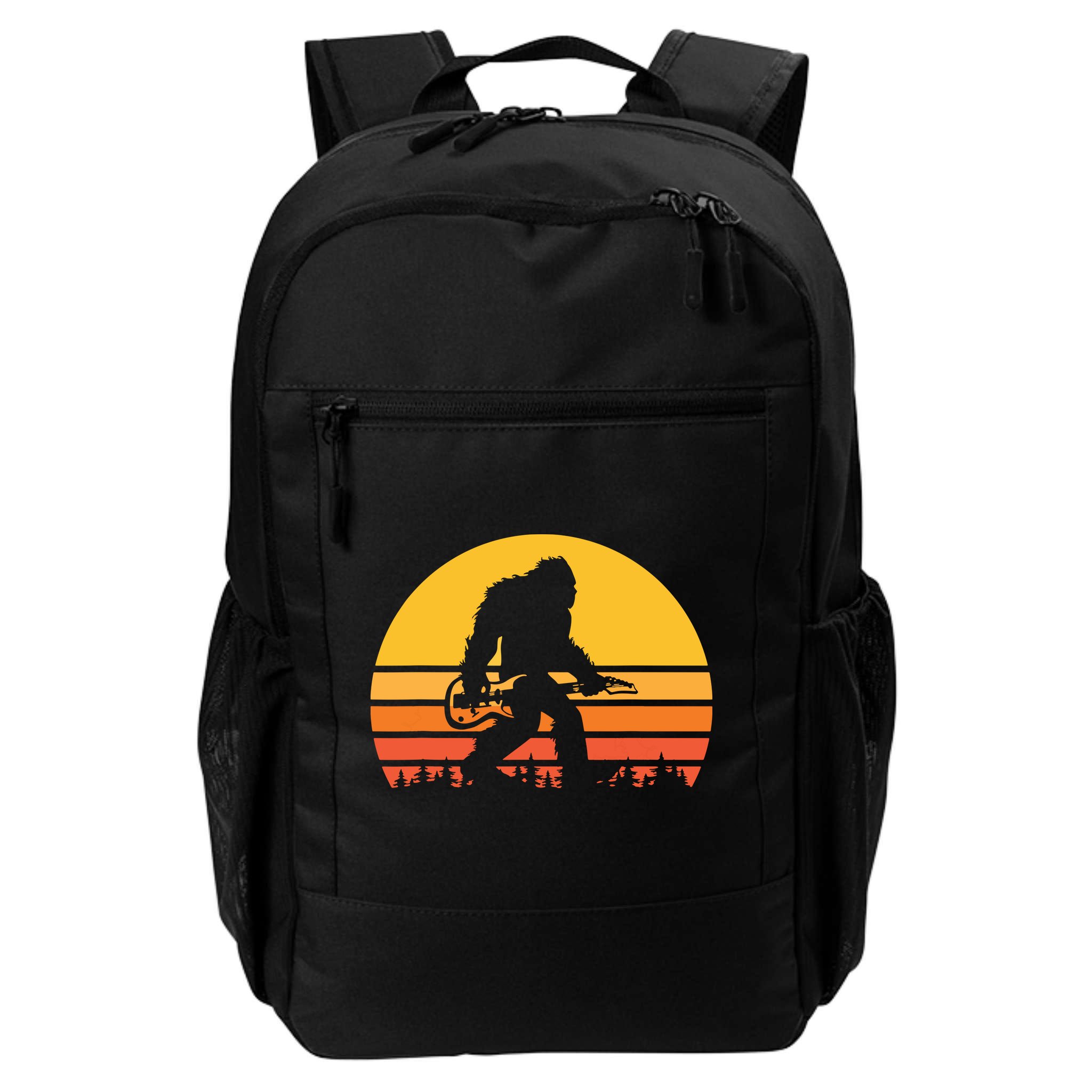 Retro Bigfoot Guitar Vintage Sasquatch Rocker Tee Backpack