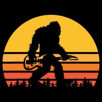 Retro Bigfoot Guitar Vintage Sasquatch Rocker Tee Backpack