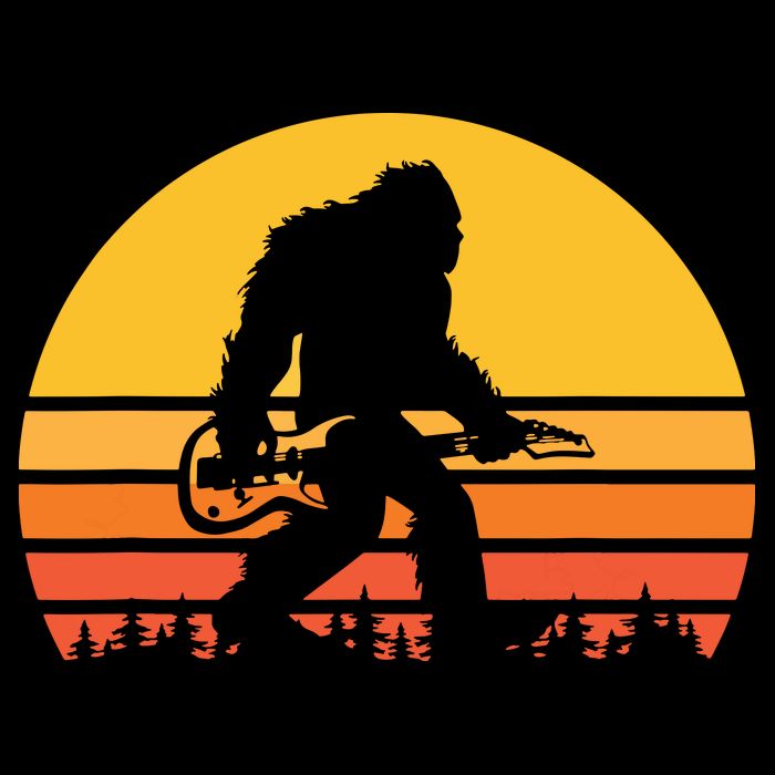 Retro Bigfoot Guitar Vintage Sasquatch Rocker Tee Backpack