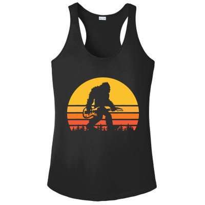 Retro Bigfoot Guitar Vintage Sasquatch Rocker Tee Ladies PosiCharge Competitor Racerback Tank