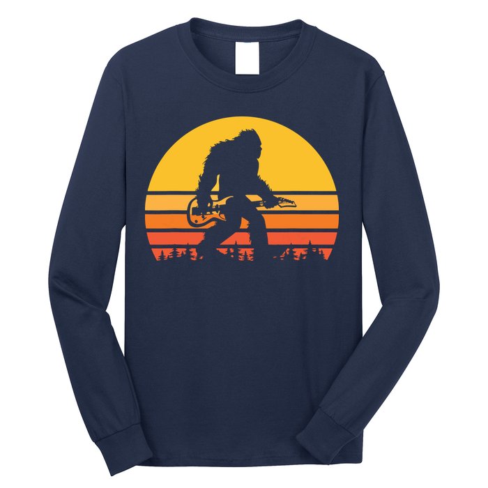 Retro Bigfoot Guitar Vintage Sasquatch Rocker Tee Long Sleeve Shirt