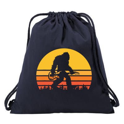 Retro Bigfoot Guitar Vintage Sasquatch Rocker Tee Drawstring Bag
