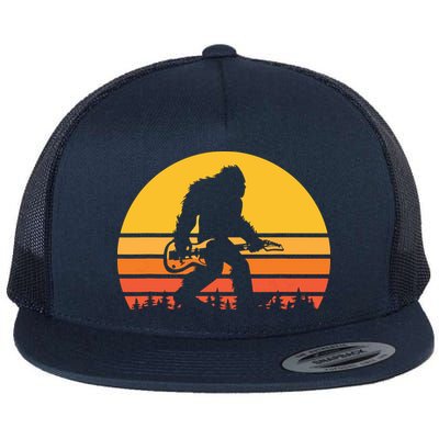 Retro Bigfoot Guitar Vintage Sasquatch Rocker Tee Flatbill Hat