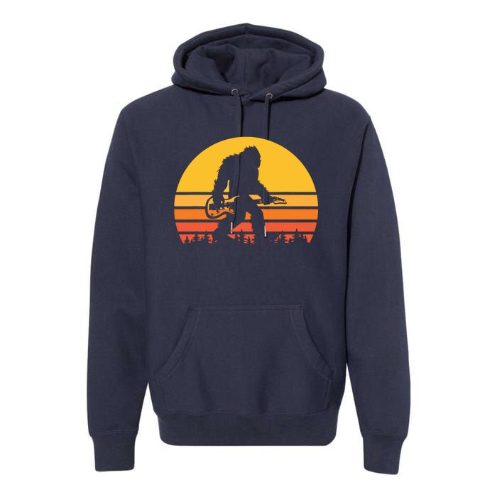 Retro Bigfoot Guitar Vintage Sasquatch Rocker Tee Premium Hoodie