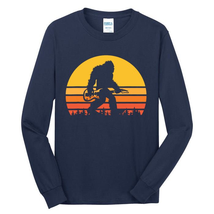 Retro Bigfoot Guitar Vintage Sasquatch Rocker Tee Tall Long Sleeve T-Shirt