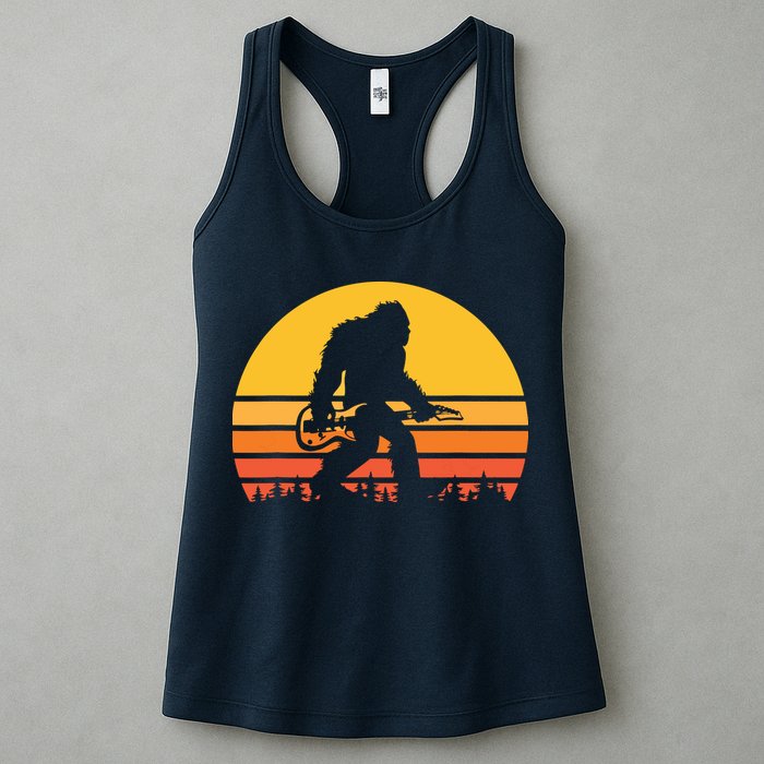Retro Bigfoot Guitar Vintage Sasquatch Rocker Tee Womens Tank Top