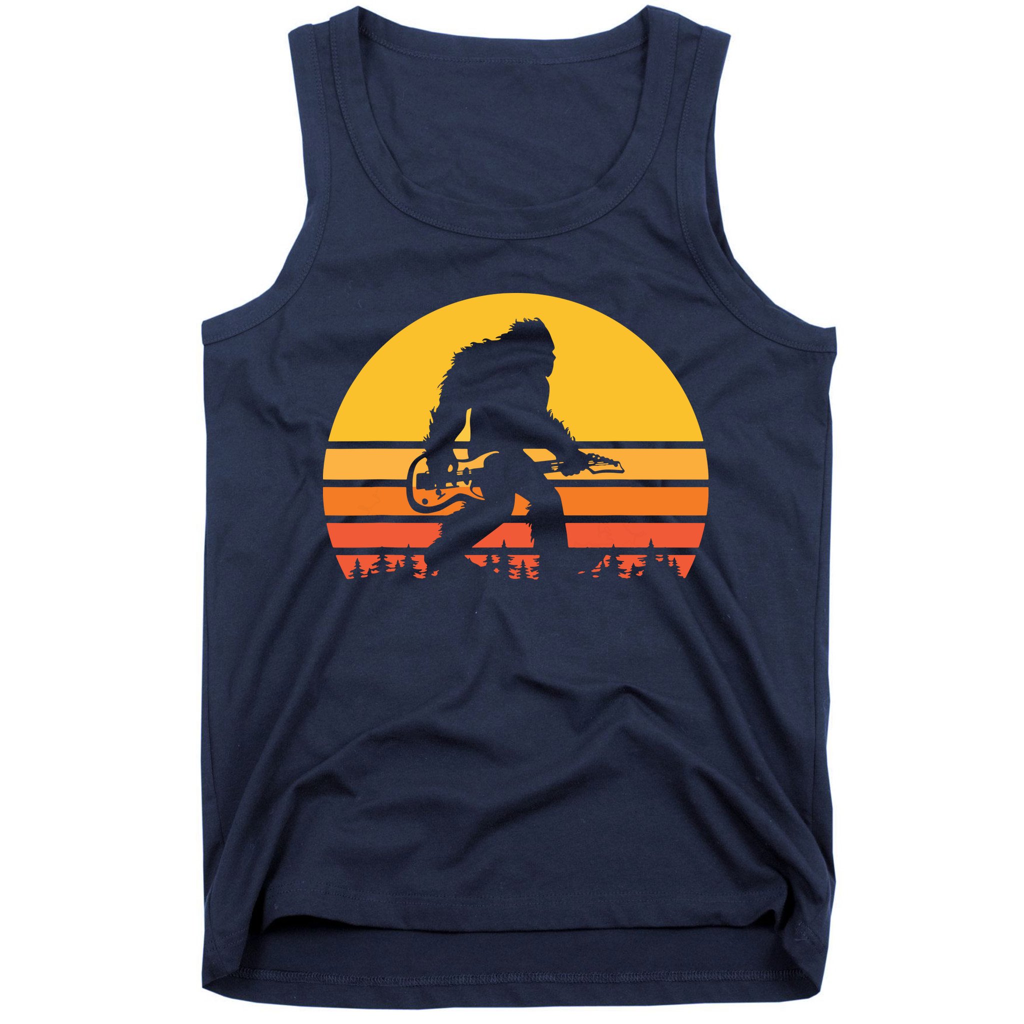 Retro Bigfoot Guitar Vintage Sasquatch Rocker Tee Tank Top