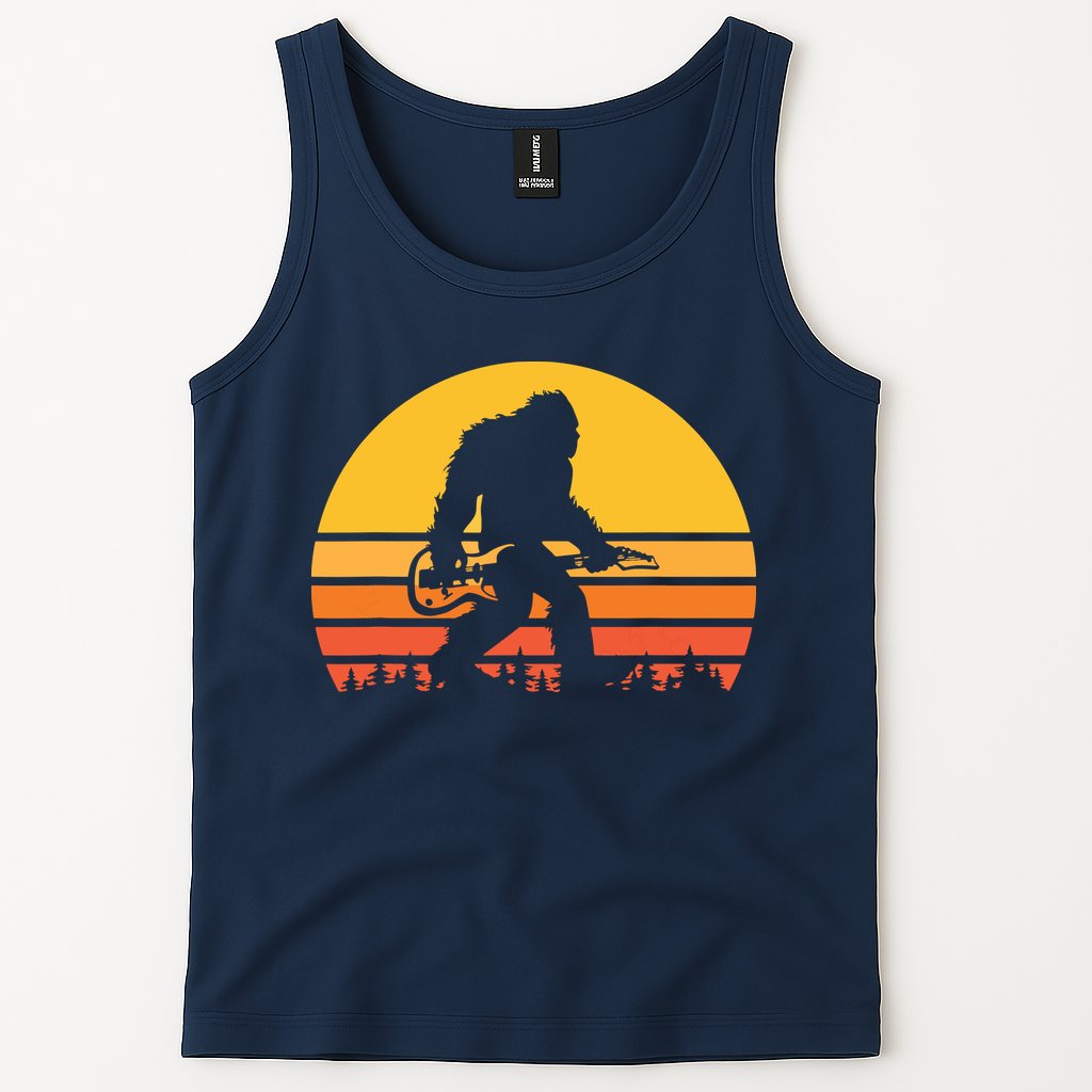 Retro Bigfoot Guitar Vintage Sasquatch Rocker Tee Tank Top