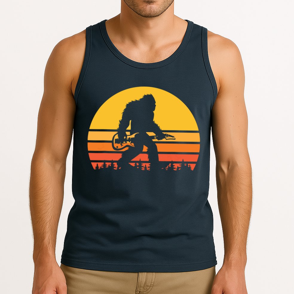 Retro Bigfoot Guitar Vintage Sasquatch Rocker Tee Tank Top