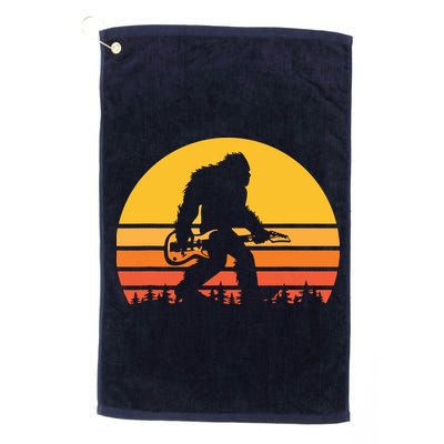 Retro Bigfoot Guitar Vintage Sasquatch Rocker Tee Golf Towel